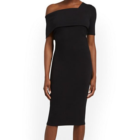 New York & Company Dresses & Skirts - NWT One Shoulder Midi Bodycon Black Dress, size S runs larger. brand new.